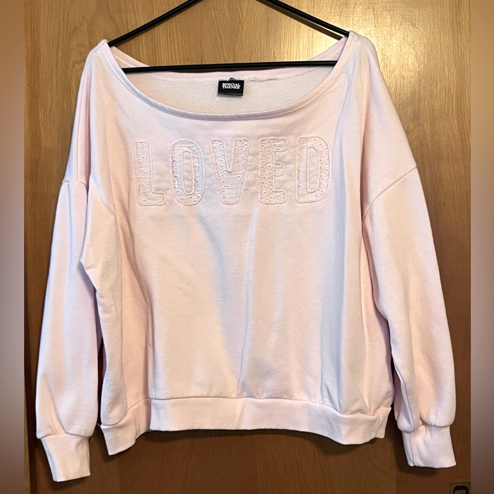 Special Thanks Brand Off-the-Shoulder Sweatshirt